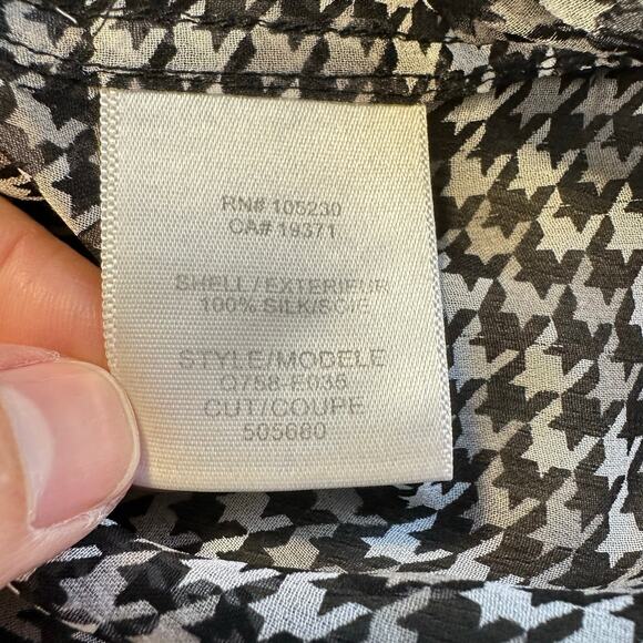 EQUIPMENT Signature Silk Chiffon Shirt Blouse in Houndstooth Print Size M - Picture 5 of 8